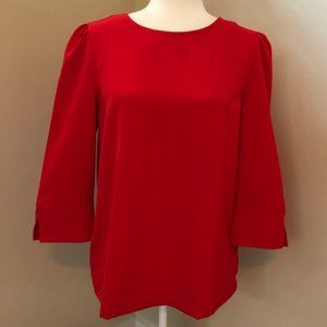 Loft Red Top with Gathered Shoulder M